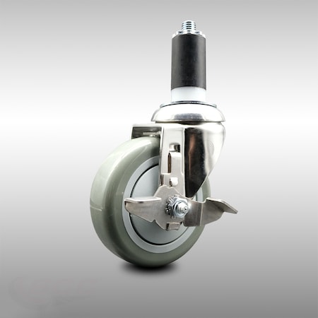 Service Caster 4 Inch 316SS Gray Polyurethane Swivel 1-1/4 Inch Expanding Stem Caster Brake SCC-SS316EX20S414-PPUB-TLB-114